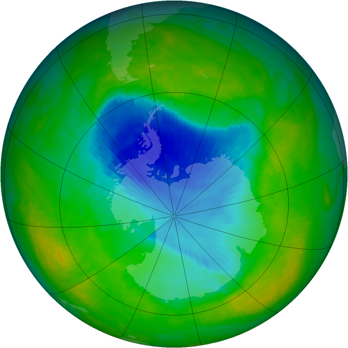 Antarctic ozone map for 25 November 2003